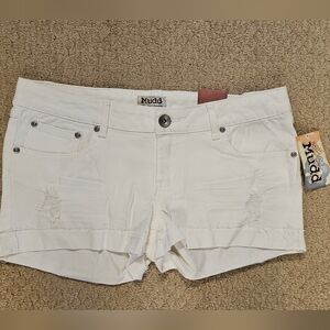 NWT Mudd White Distressed Denim Shorts 13